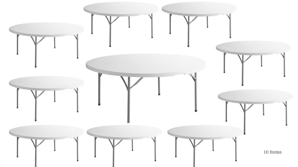 White 6 Ft Round Plastic Folding Table K3316