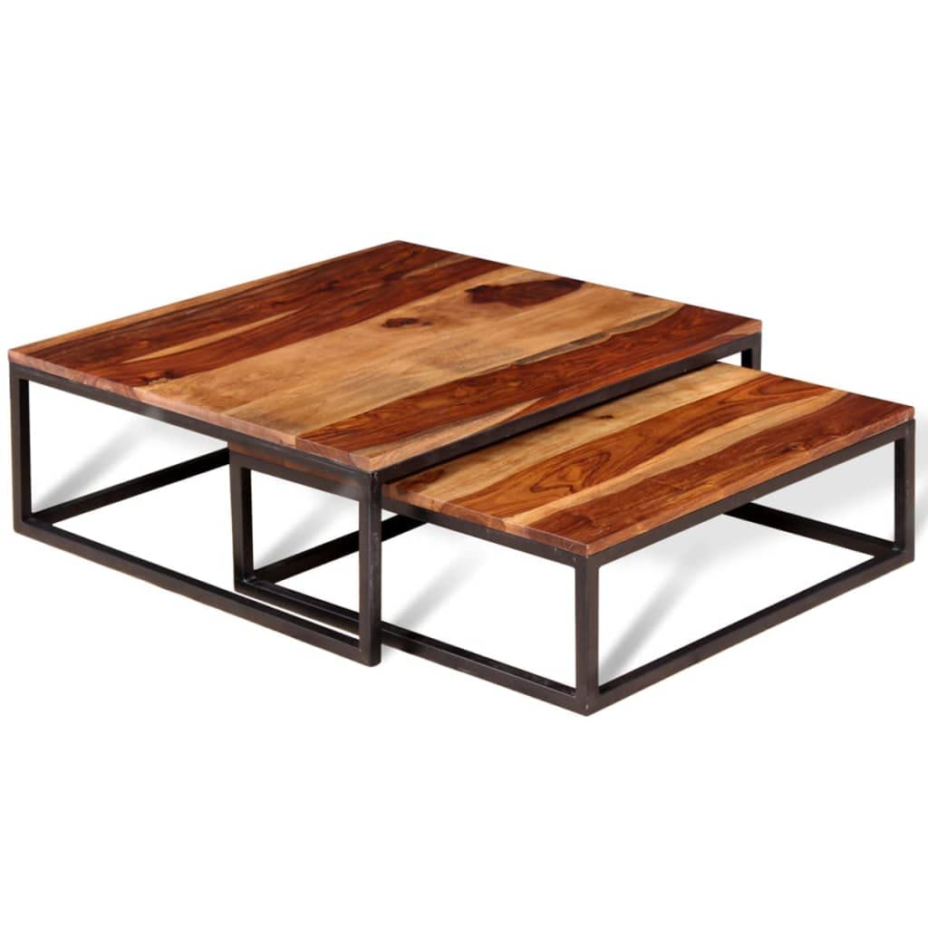 Two Piece Nesting Coffee Table Solid Sheesham Wood J516158