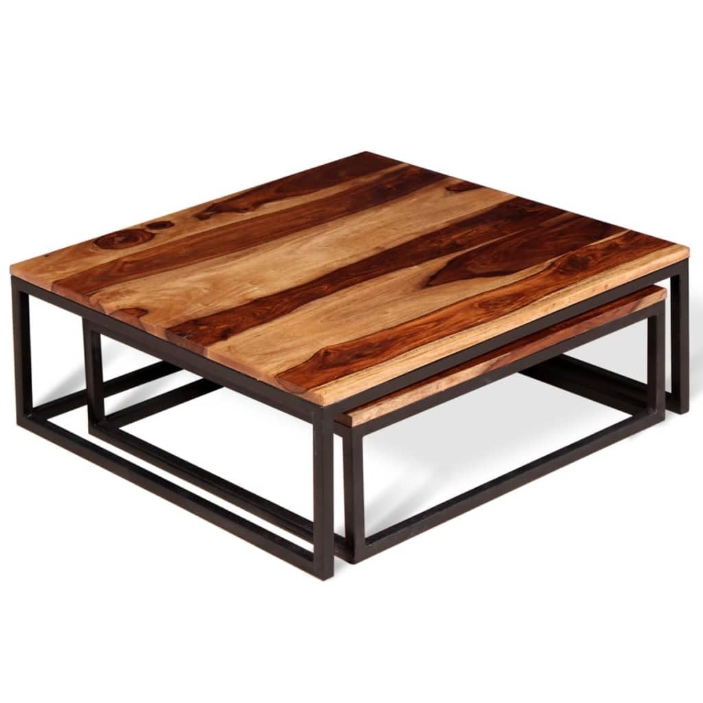 Two Piece Nesting Coffee Table Solid Sheesham Wood J516158