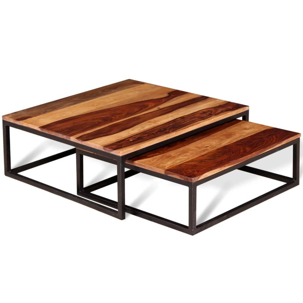 Two Piece Nesting Coffee Table Solid Sheesham Wood J516158