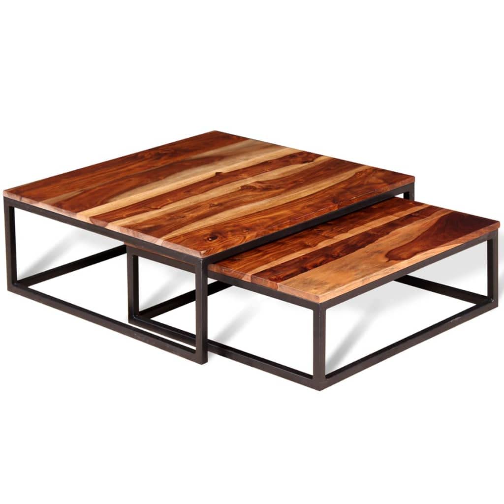 Two Piece Nesting Coffee Table Solid Sheesham Wood J516158