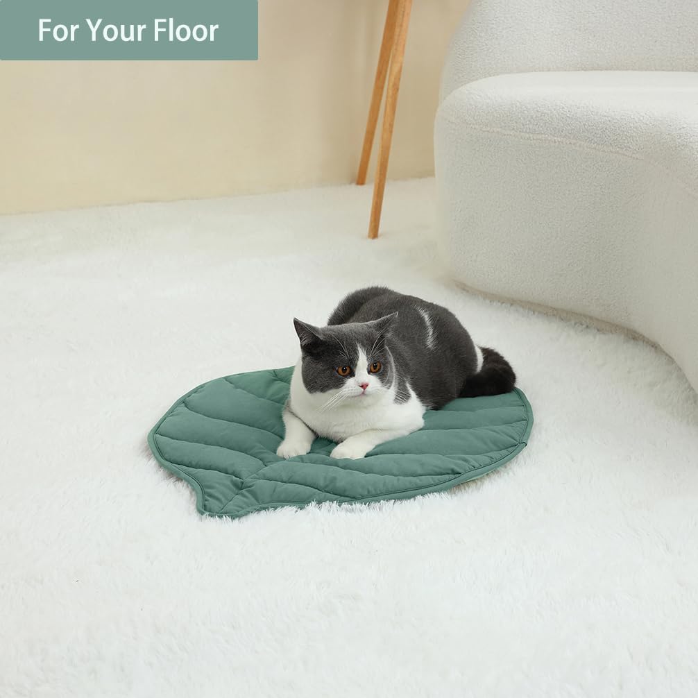 30 X 20 Inch Leaf Shaped Cotton Cat Bed Pad H30157