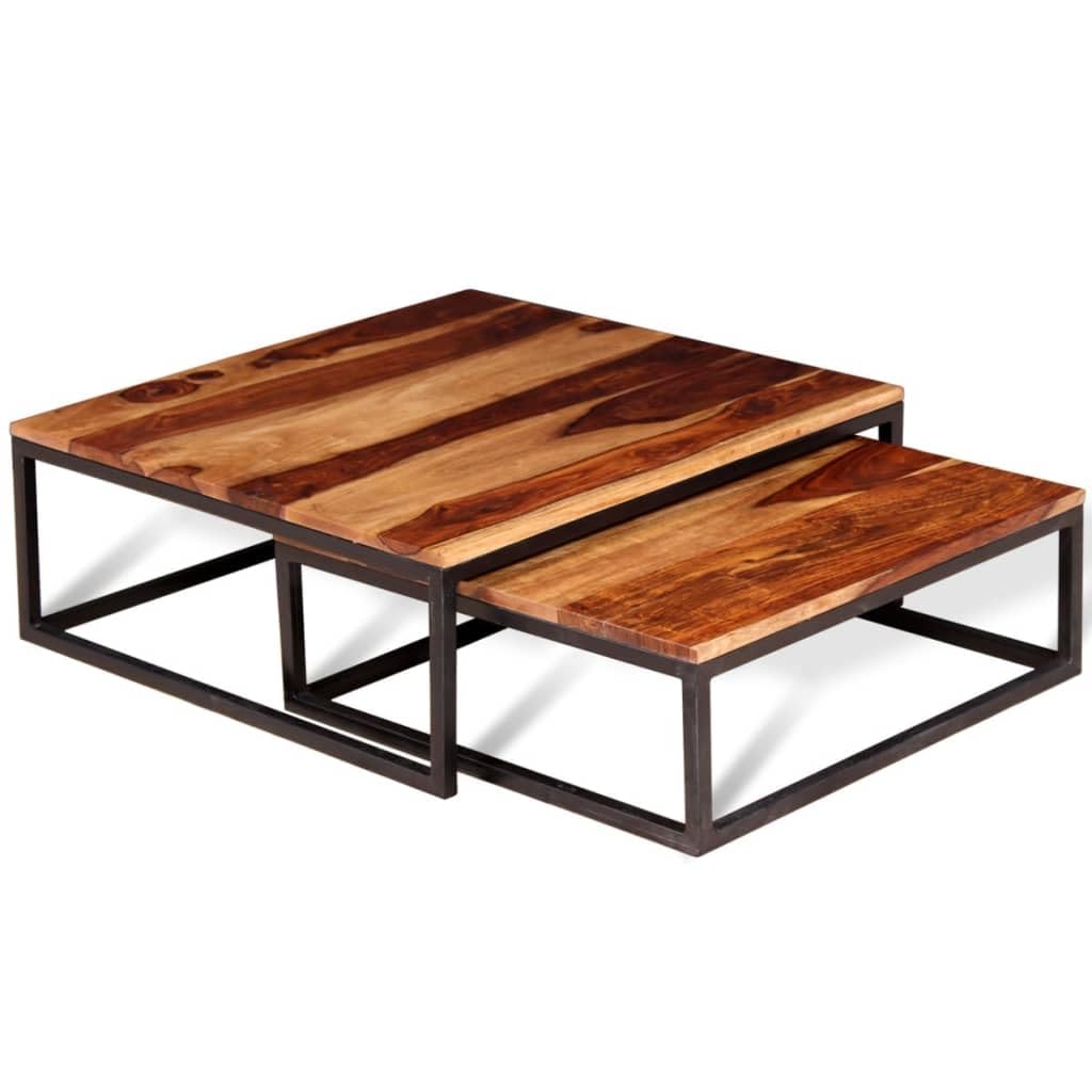 Two Piece Nesting Coffee Table Solid Sheesham Wood J516158