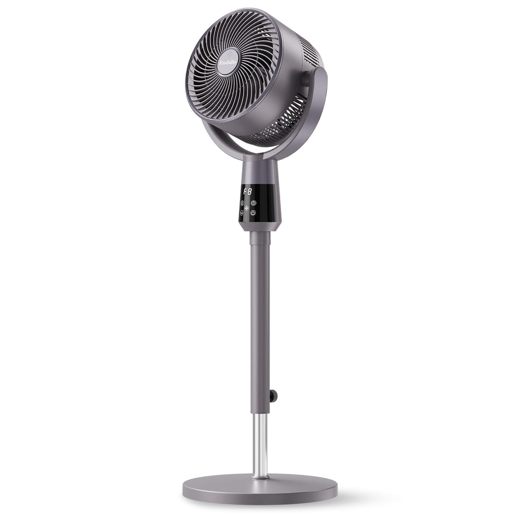 Oscillating Pedestal Fan, 25dB Standing Fan with 8 Speeds, 12H Timer, 36-45'' Adjustable Height, Remote Control E24703