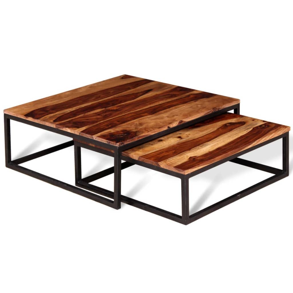 Two Piece Nesting Coffee Table Solid Sheesham Wood J516158