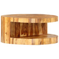 Solid Sheesham Wood Round Coffee Table with Storage Shelf J7606
