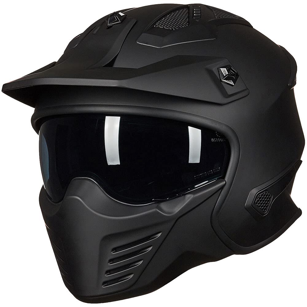 Open Face 3/4 Half Motorcycle Helmet DOT Matte Black M L882