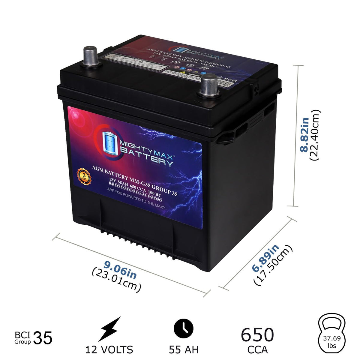 12V 55Ah AGM Replacement Battery A513926