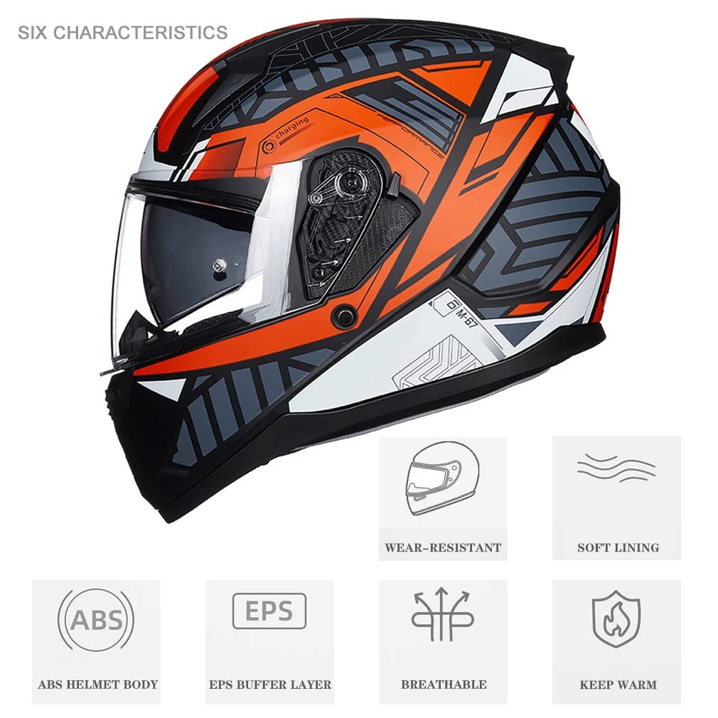 Bluetooth Motorcycle Helmet Anti-Fog Flip Up Full Face DOT Approved D9730