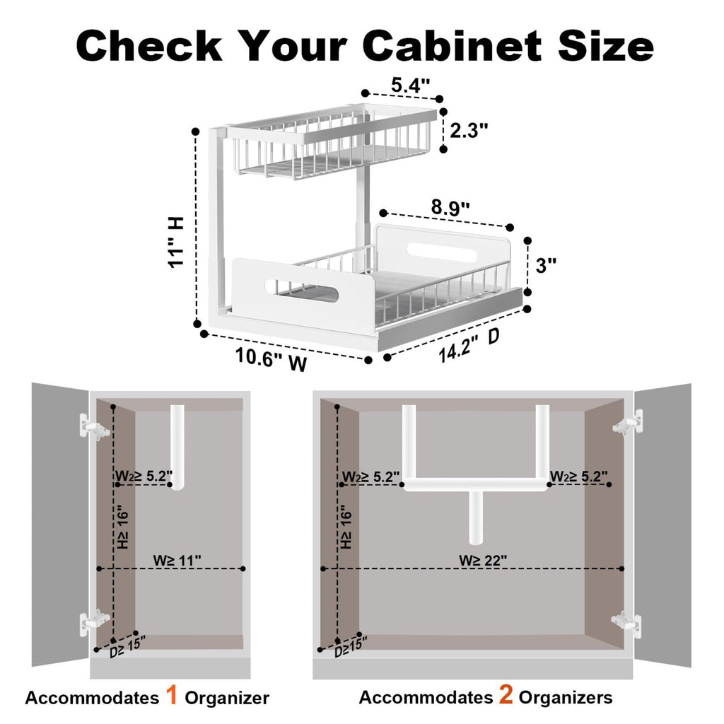 Under Sink 2 Tier Pull Out Cabinet Organizer U745553