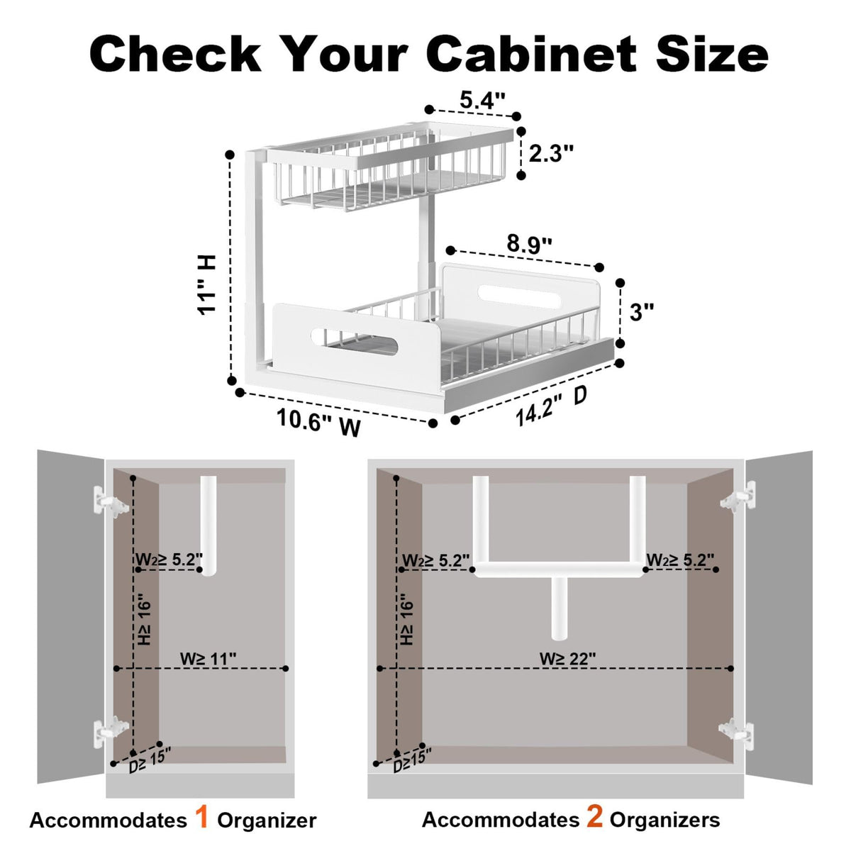 Under Sink 2 Tier Pull Out Cabinet Organizer U745553