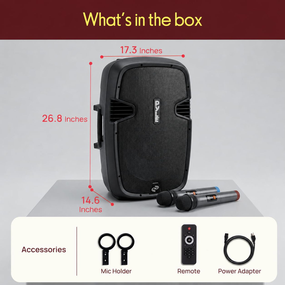 15-Inch Portable PA Speaker System with 2 UHF Microphones V839053