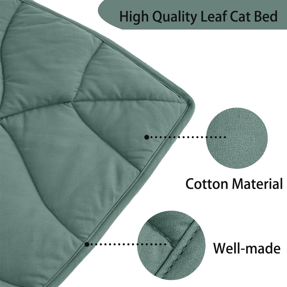 30 X 20 Inch Leaf Shaped Cotton Cat Bed Pad H30157