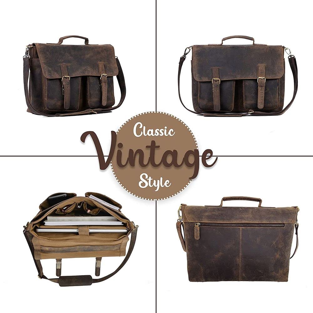 16 Inch Leather Laptop Messenger Bag D66414