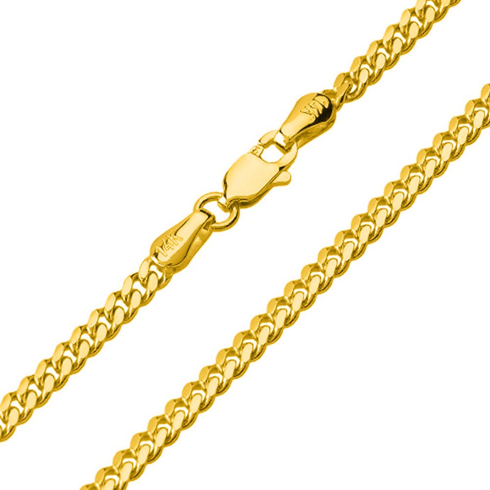 14K Yellow Gold Cuban Link Chain Necklace A1978