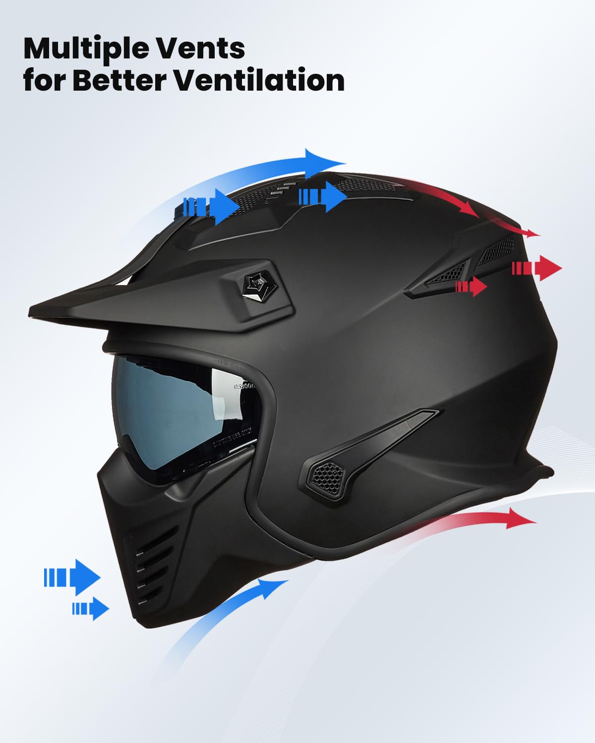 Open Face 3/4 Half Motorcycle Helmet DOT Matte Black M L882