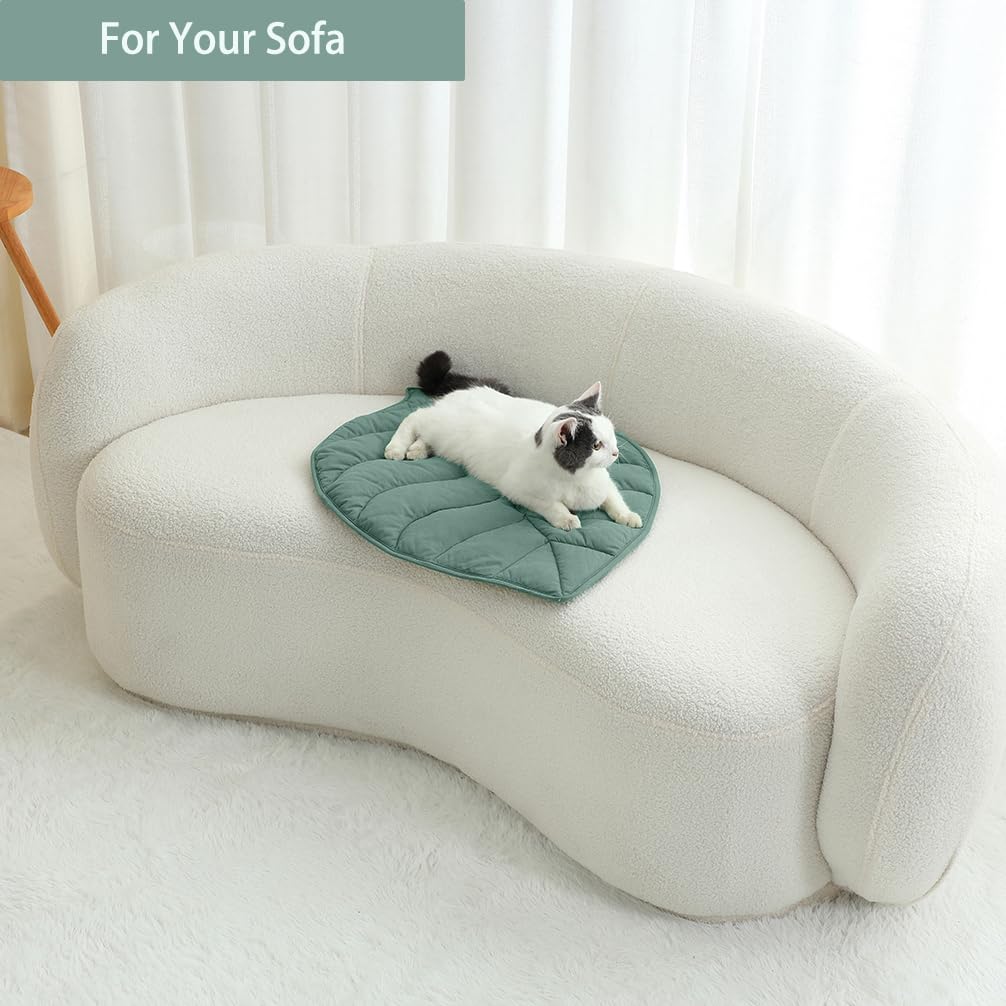 30 X 20 Inch Leaf Shaped Cotton Cat Bed Pad H30157