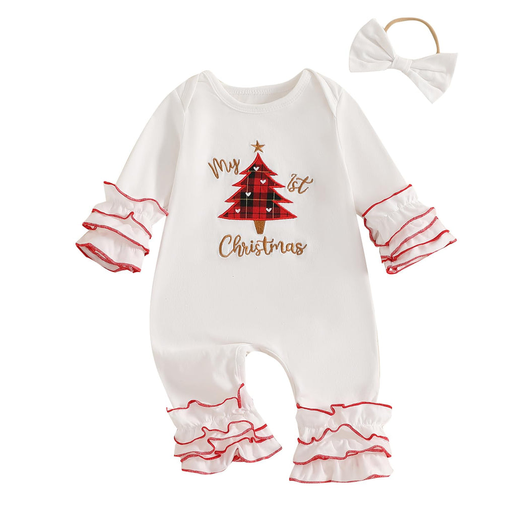 Christmas Baby Girl Santa Long Sleeve Romper F1521