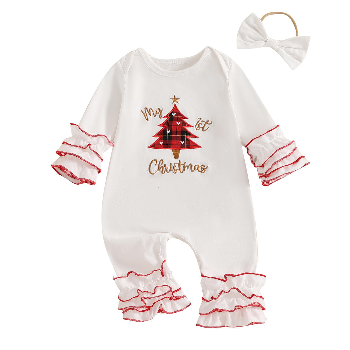 Christmas Baby Girl Santa Long Sleeve Romper F1521