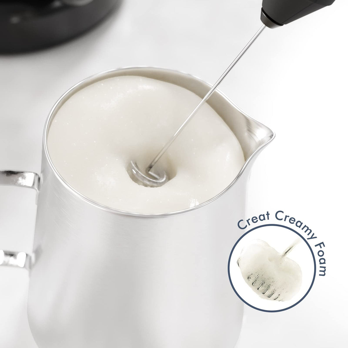Handheld Milk Frother with Stainless Steel Whisk W8332