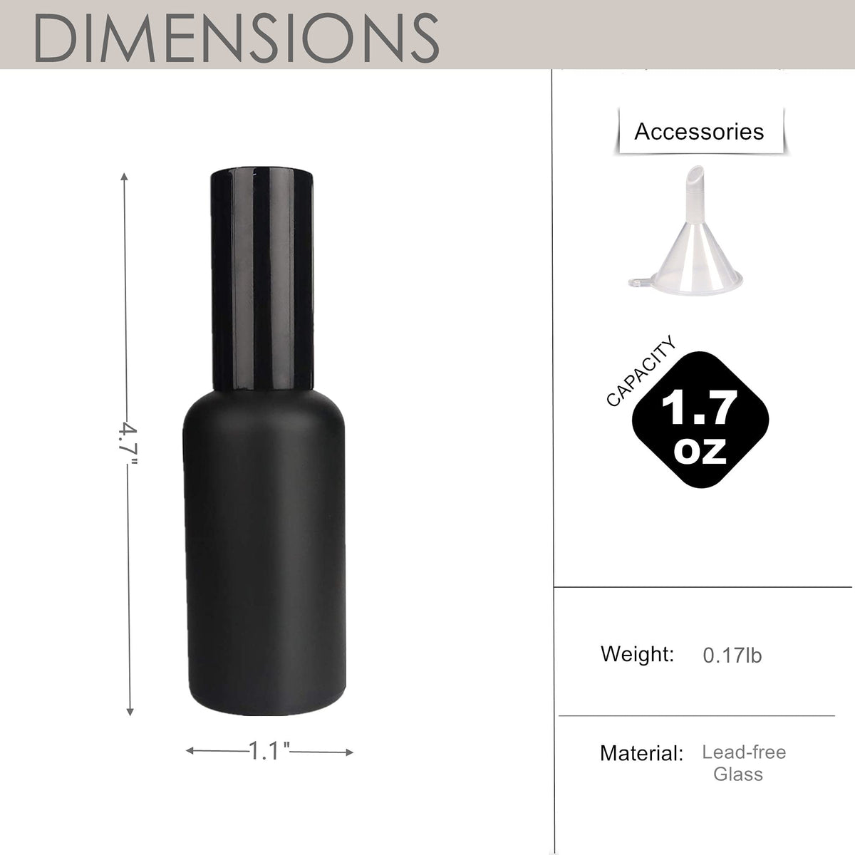 Cocktail Atomizer Sprayer 1.7OZ 50ml Black A382