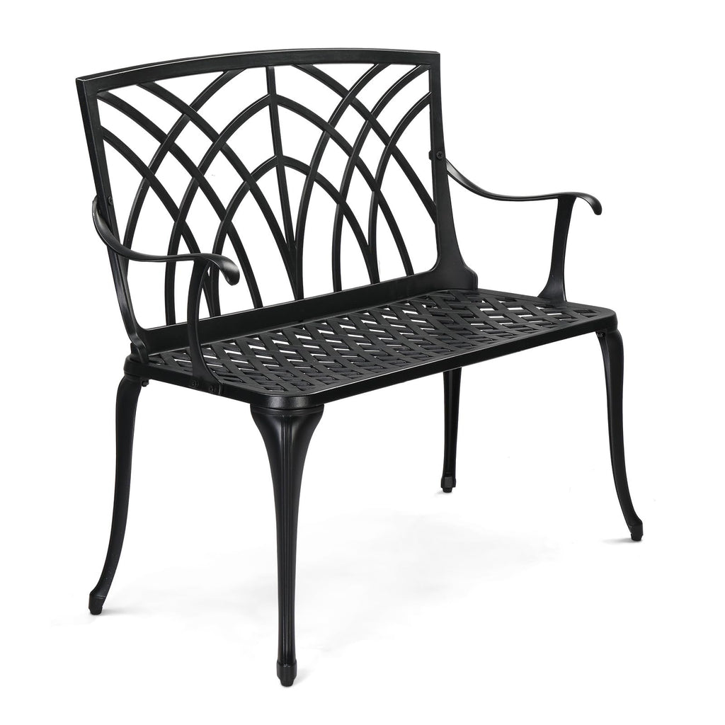 38" Black Metal Outdoor Bench X96243