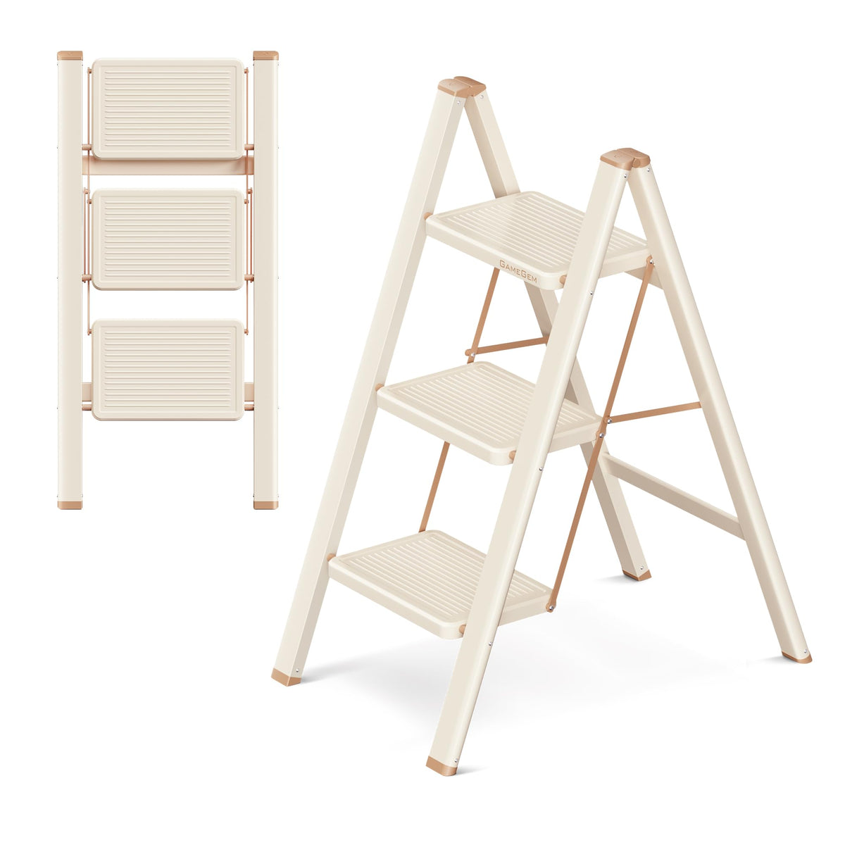 Foldable 3 Step Ladder with Anti-Slip Pedal O854926