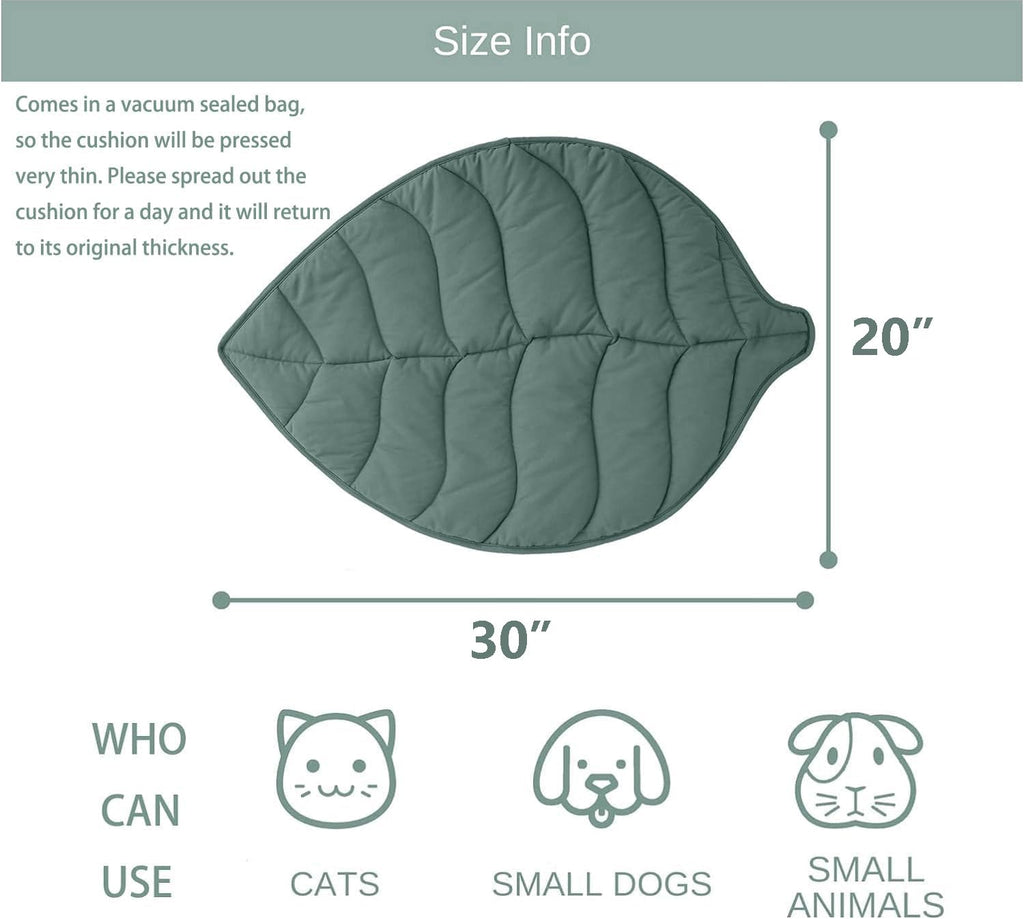 30 X 20 Inch Leaf Shaped Cotton Cat Bed Pad H30157