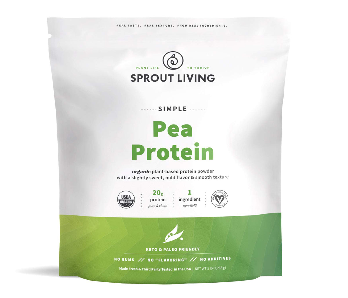 Organic Pea Protein Powder, Unflavored, 5 Pound Y309274