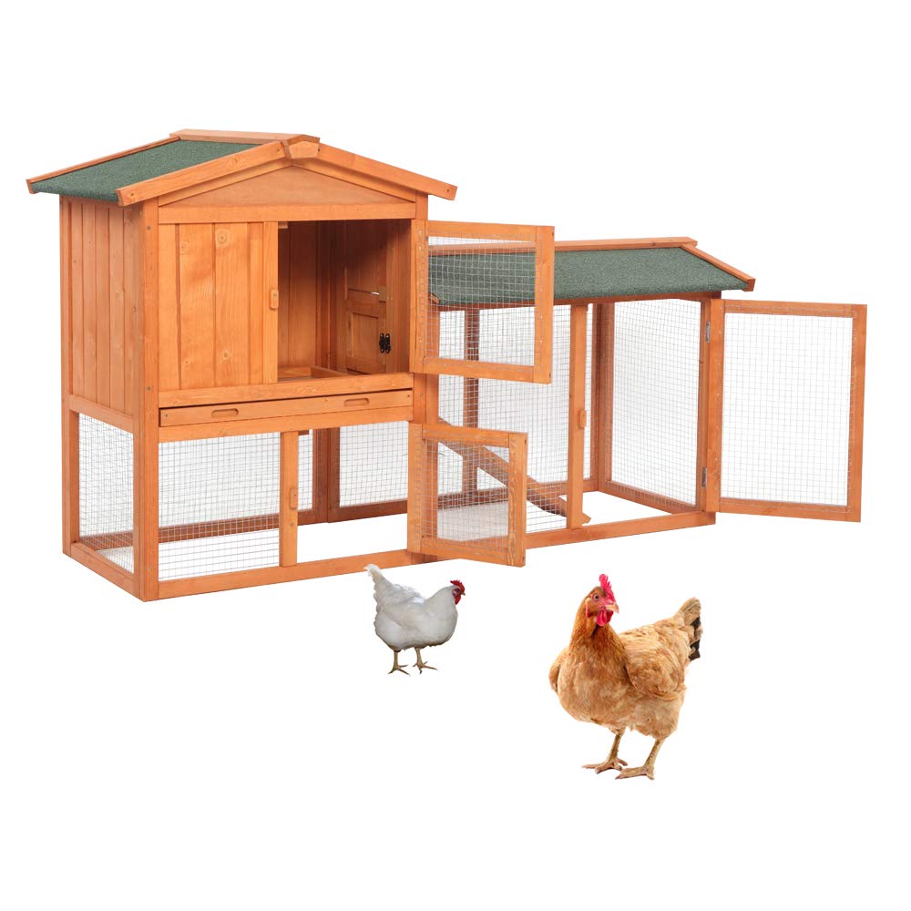 Wooden Chicken Coop with Waterproof Roof and Nesting Box S73087