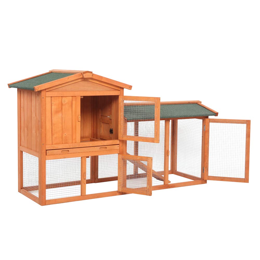 Wooden Chicken Coop with Waterproof Roof and Nesting Box S73087