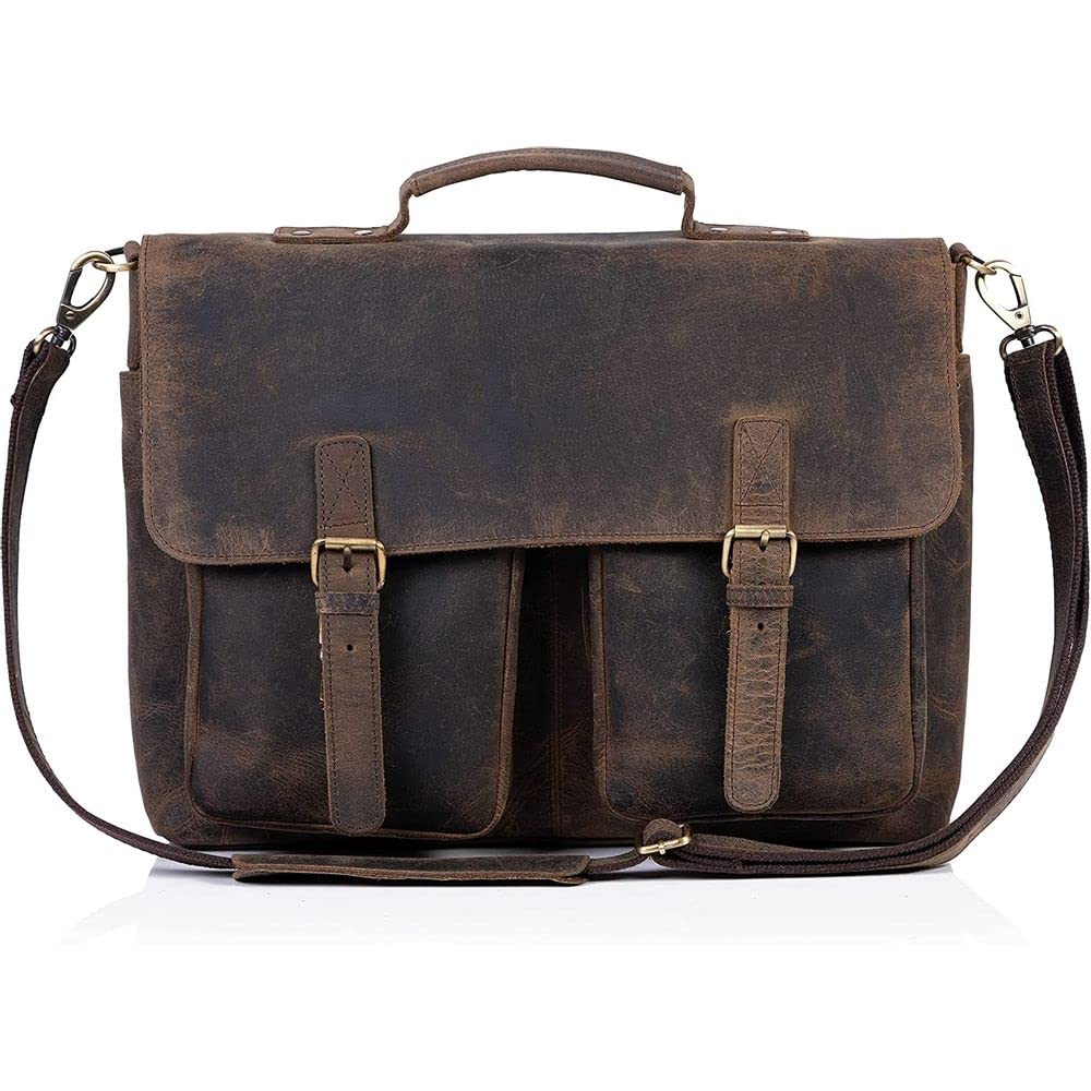 16 Inch Leather Laptop Messenger Bag D66414