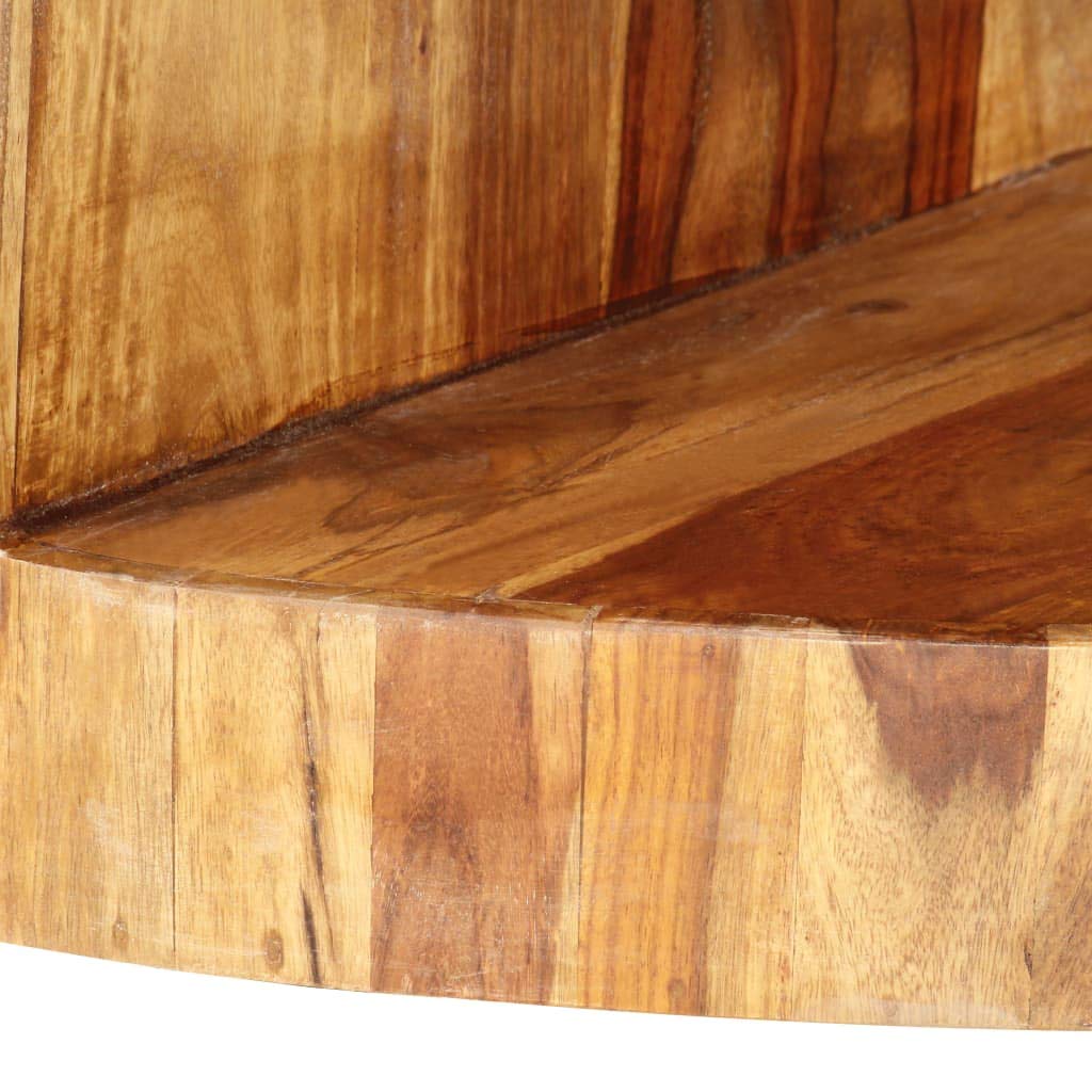 Solid Sheesham Wood Round Coffee Table with Storage Shelf J7606