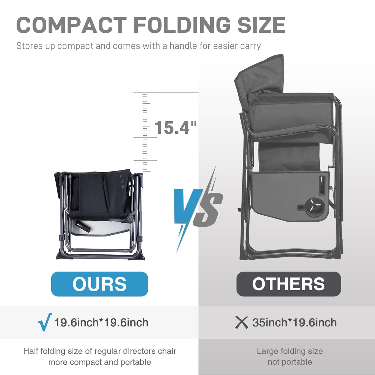 Portable Folding Camping Chair with Side Table, Black W8681