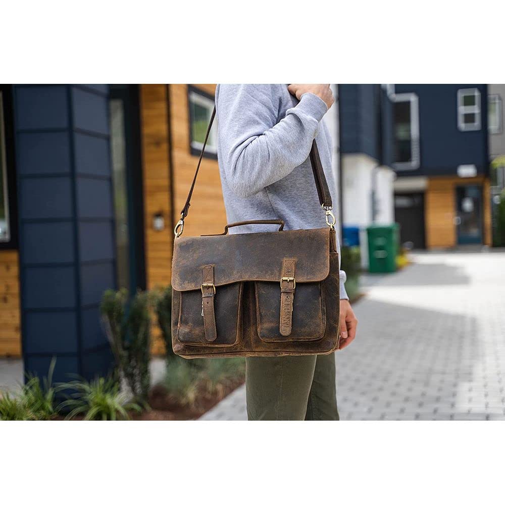 16 Inch Leather Laptop Messenger Bag D66414