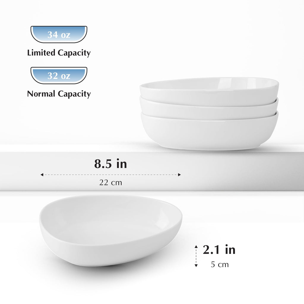 32 Oz White Porcelain Soup Bowls Set of 4 Q891