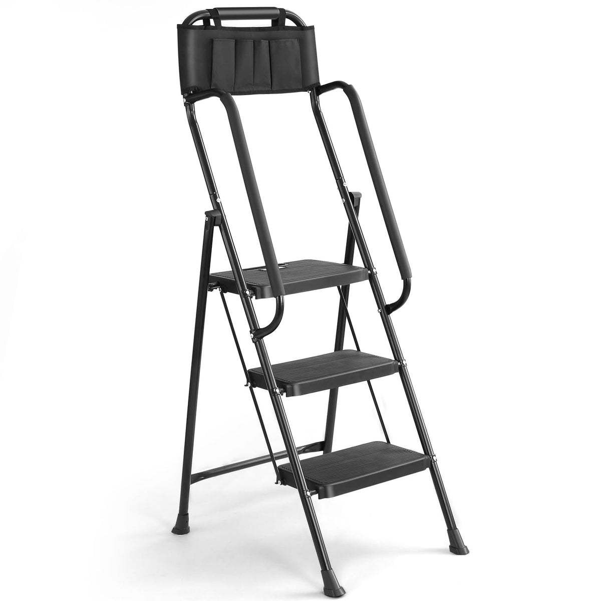 3-Step Ladder with Anti-Slip Platform, 330 lbs Capacity, Steel Frame Y94772