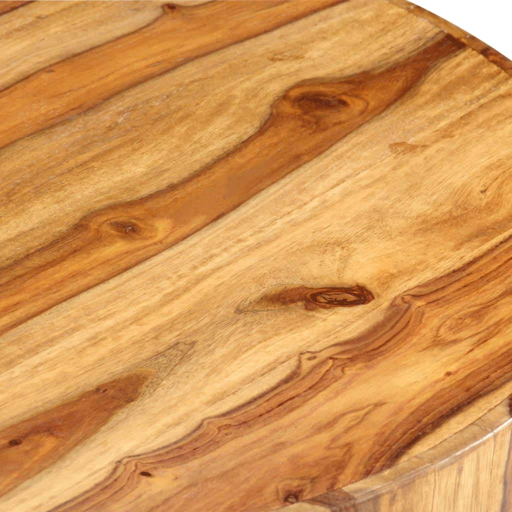 Solid Sheesham Wood Round Coffee Table with Storage Shelf J7606