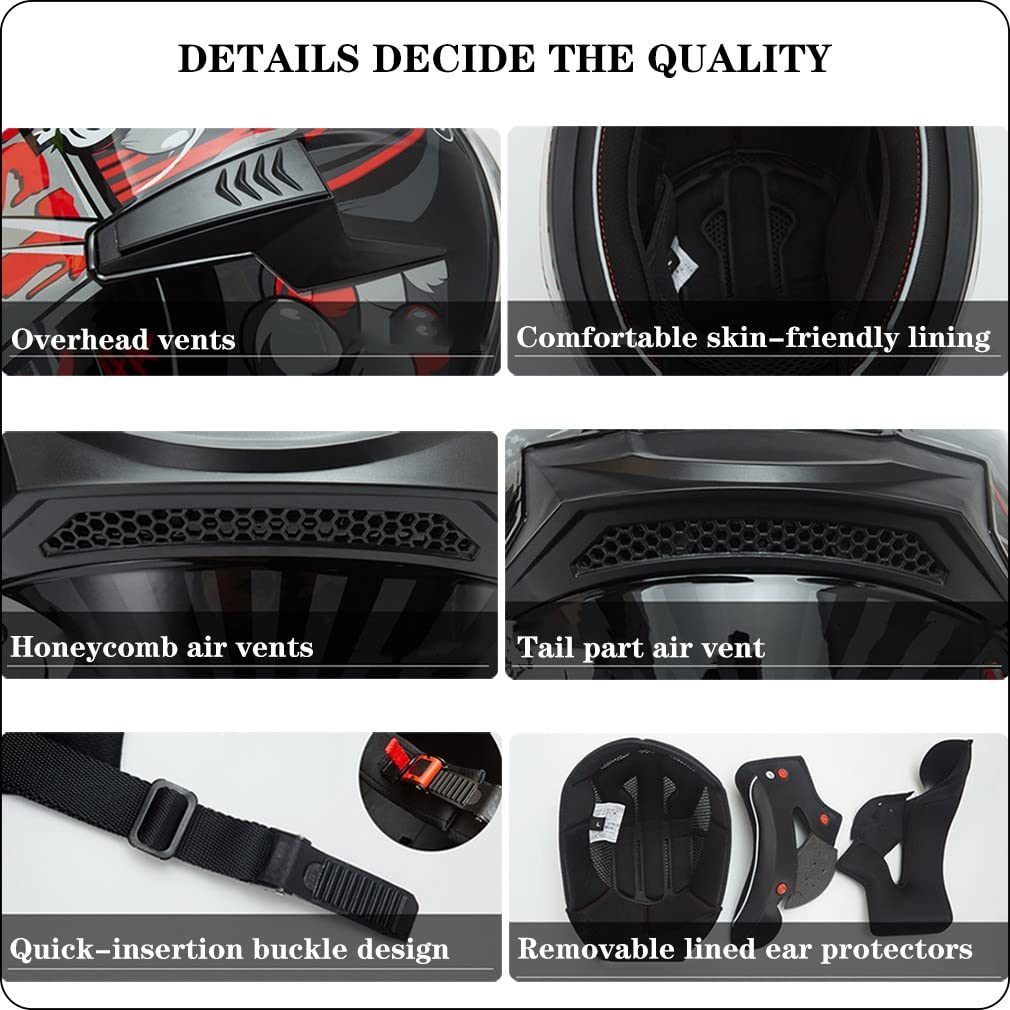 Bluetooth Motorcycle Helmet Anti-Fog Flip Up Full Face DOT Approved D9730
