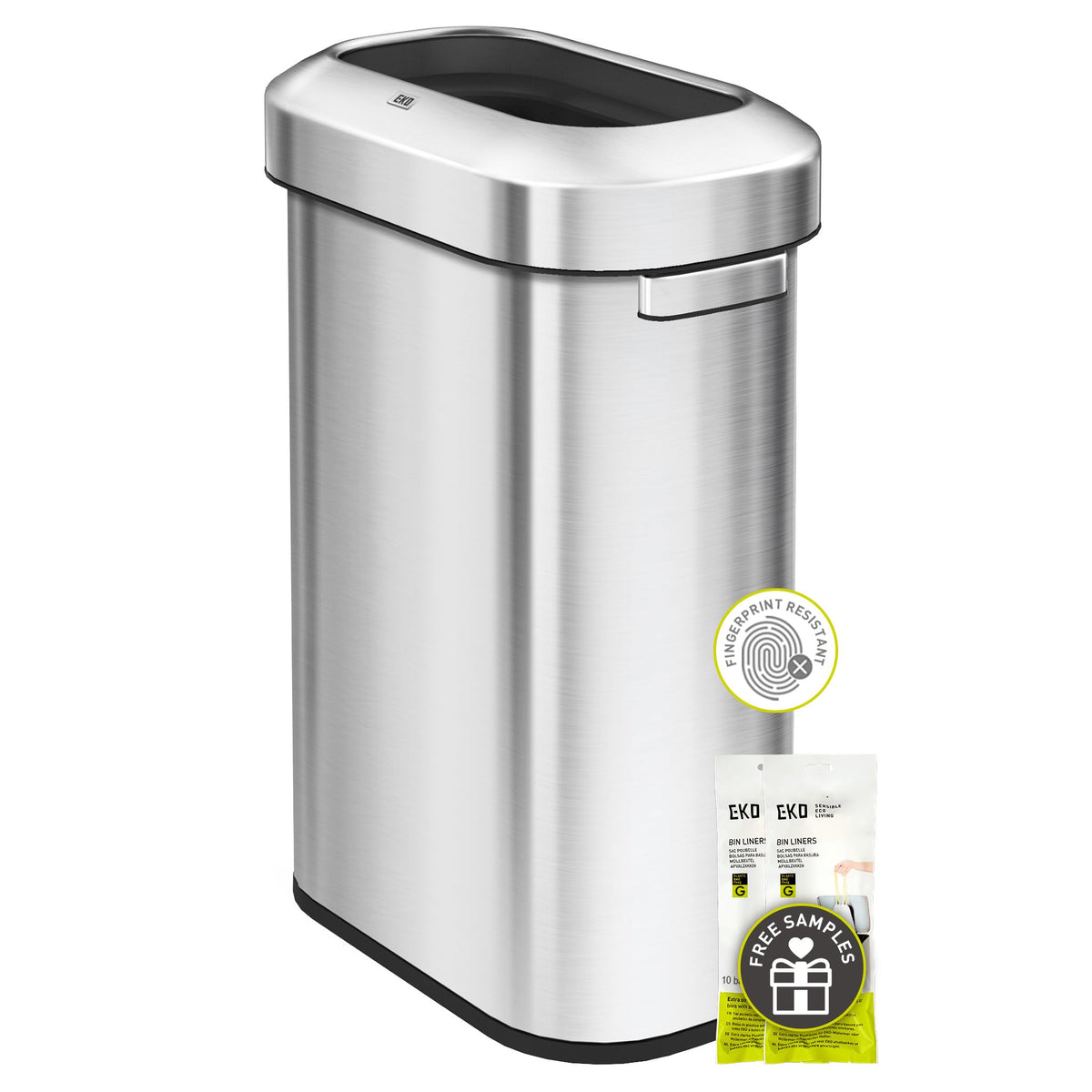 24 Gallon 90 Liter Open Top Stainless Steel Slim Trash Can T726422