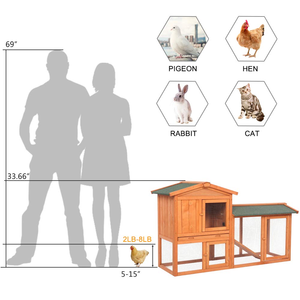 Wooden Chicken Coop with Waterproof Roof and Nesting Box S73087
