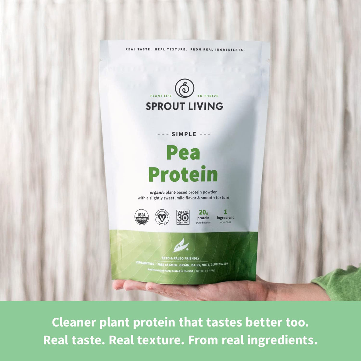 Organic Pea Protein Powder, Unflavored, 5 Pound Y309274