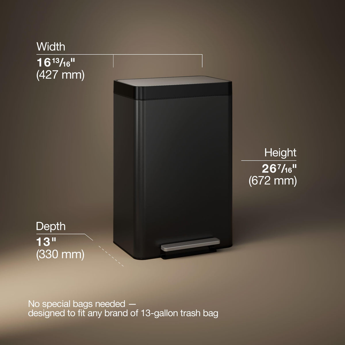 13-Gallon Stainless Steel Step Trash Can L13486