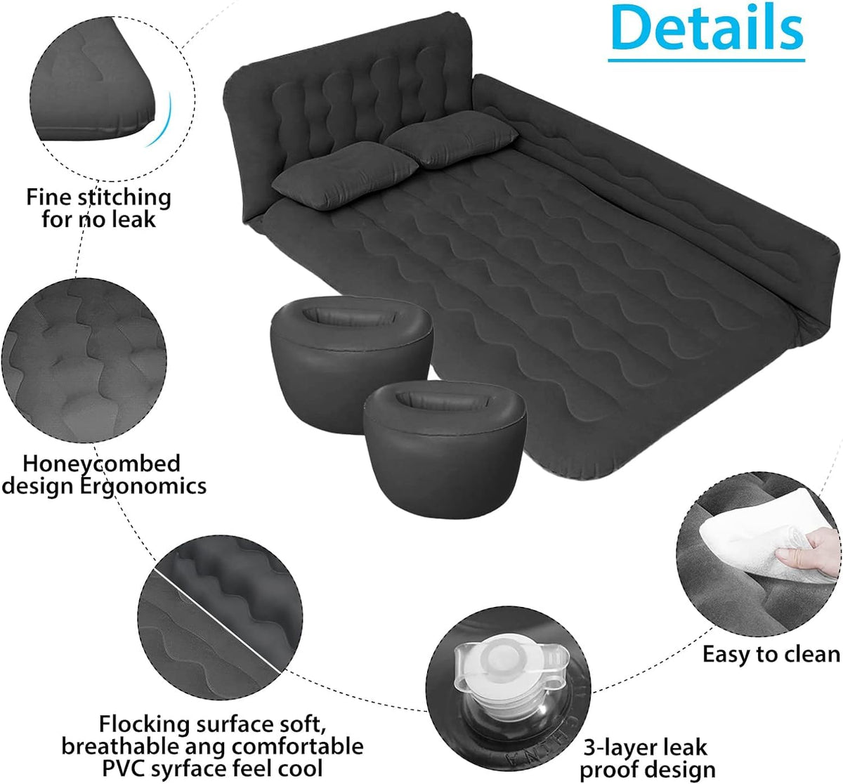Black Car Air Mattress with Electric Pump R950