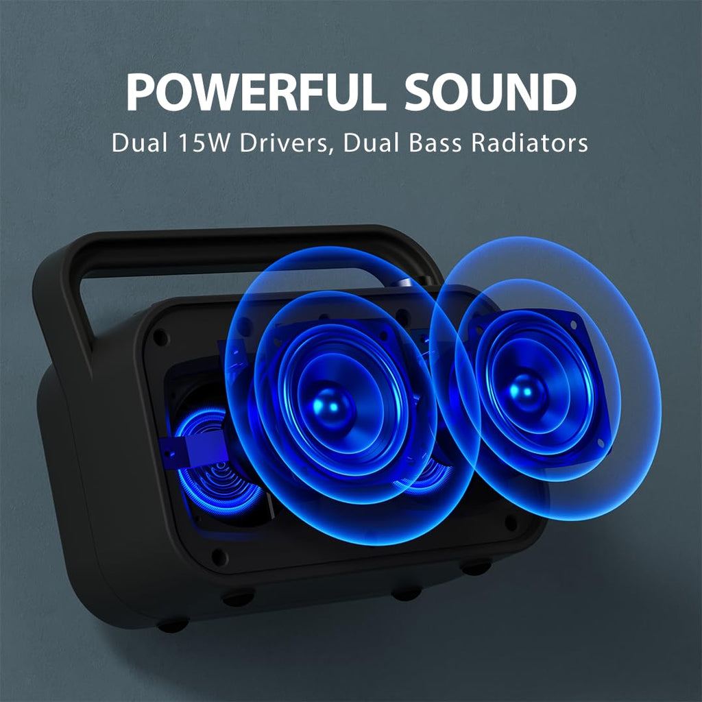 Portable FM Radio with 30W Stereo Bluetooth Speaker N748