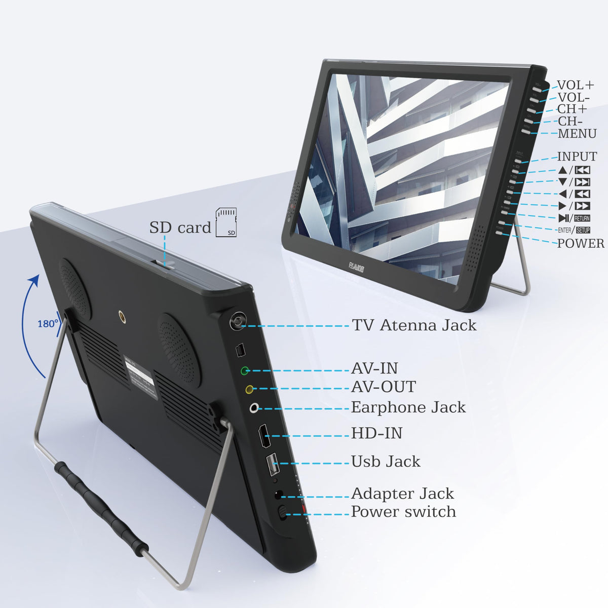 Portable Battery Powered Digital TV with Stand T890374