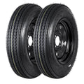 Set of 2 5.30-12 Trailer Tires with 12" Black Rims, 4 Lug on 4" Bolt Pattern, Load Range C 6PR Y704