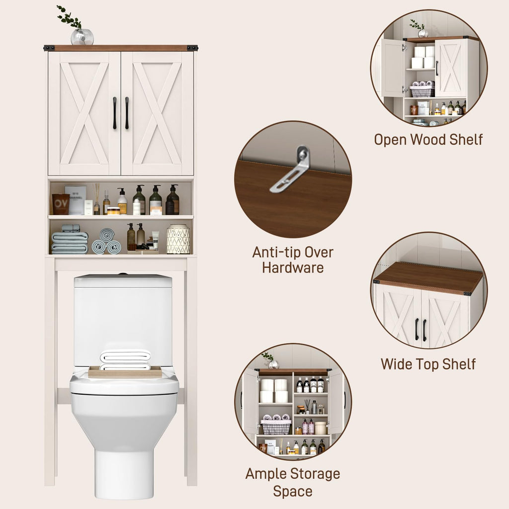 Over The Toilet Storage Cabinet with Adjustable Shelf, White J60468