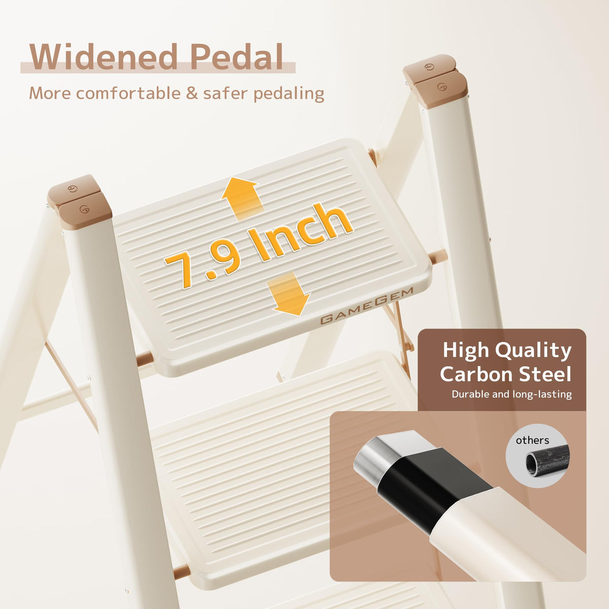 Foldable 3 Step Ladder with Anti-Slip Pedal O854926