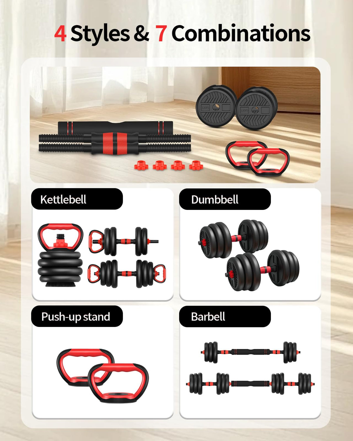 Adjustable Dumbbells Free Weight Set with Connector X7216